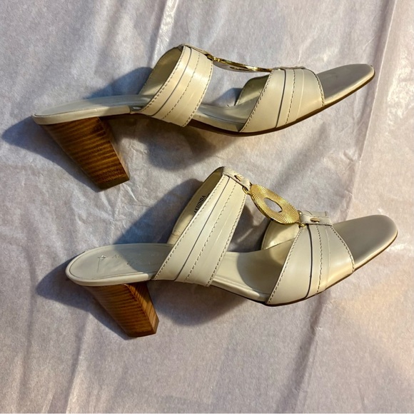 Anne Klein Cream Sandals with Gold Accent - Picture 6 of 16